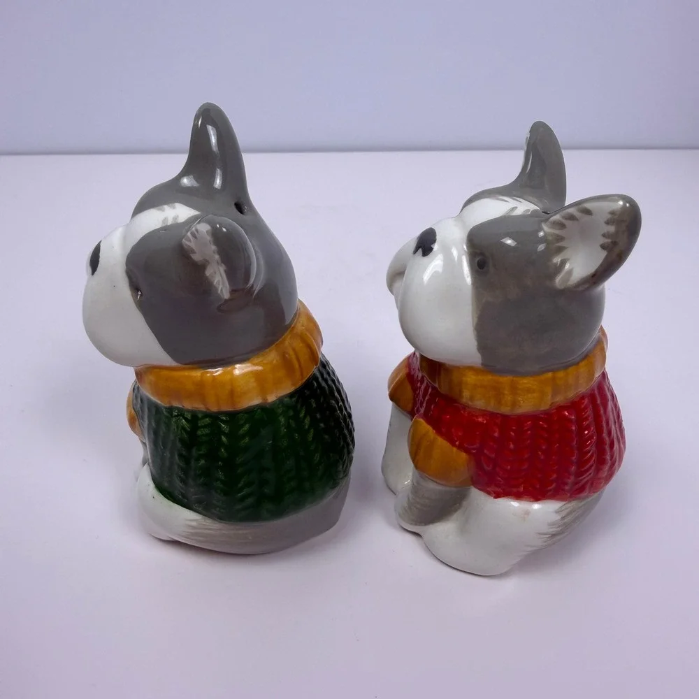 French Bulldog Salt and Pepper Shakers Cottagecore Dog Kitchen Decor Ceramic